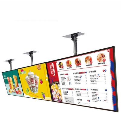 Super slim 20mm & 10mm bezel high bright 27" inch monitor LED LCD advertising menu board signage display with metal casing