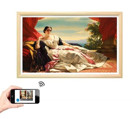 UHD 4K 43"inch wood frame LCD Video player TV WIFI Android advertising signage display totem for commercial exhibition home shop