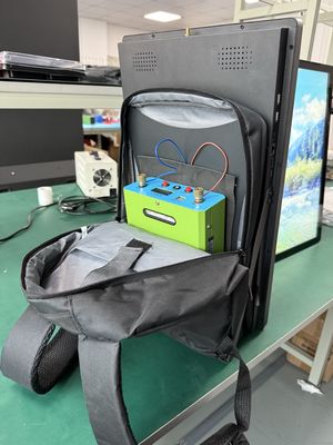 High Brightness 27 Inch Human Backpack Battery Powered LCD Monitor WIFI Network